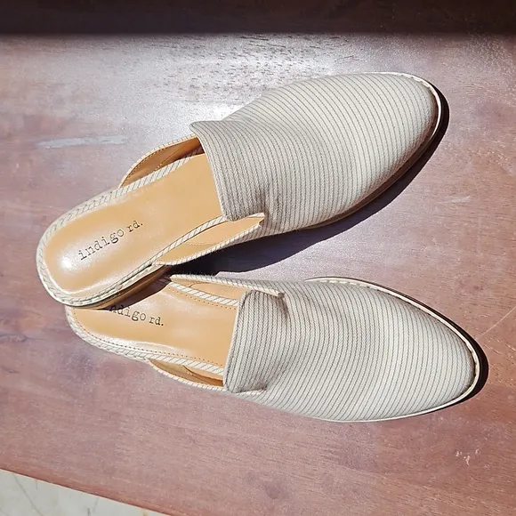Indigo hayze mules slip on flats