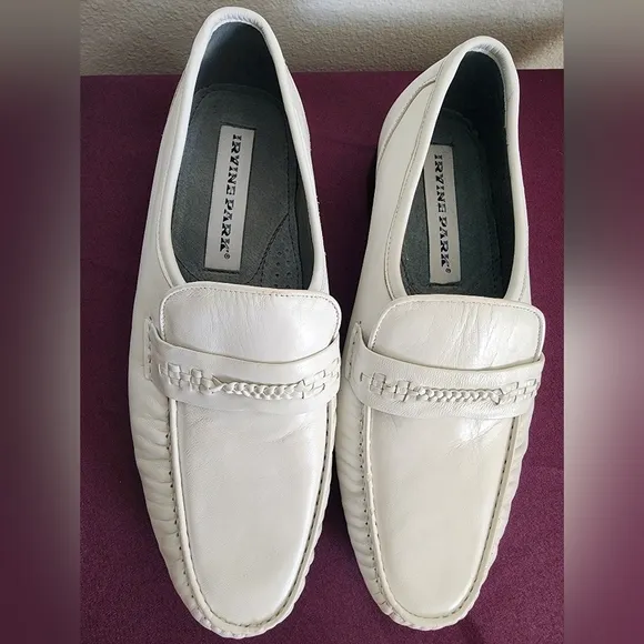 Irvine Park Men's White Leather Loafer Sz 8.5 M (EUC)
