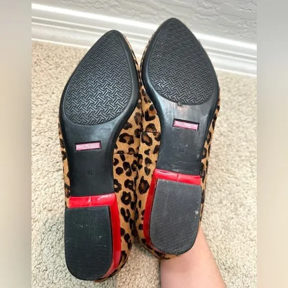 ISAAC MIZRAHI | Deborahe Cow Hair Animal Print Red Leather Loafers | Women's 8.5