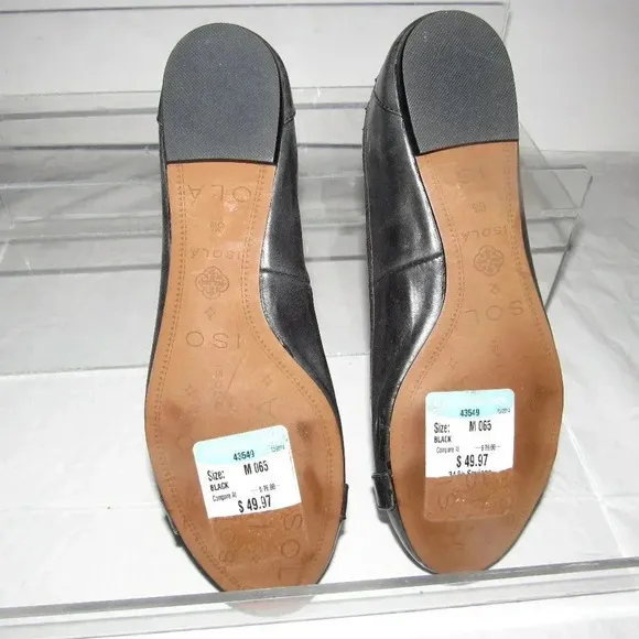 ISOLA Brianne Black Leather Ballet Flats Size 6.5M
