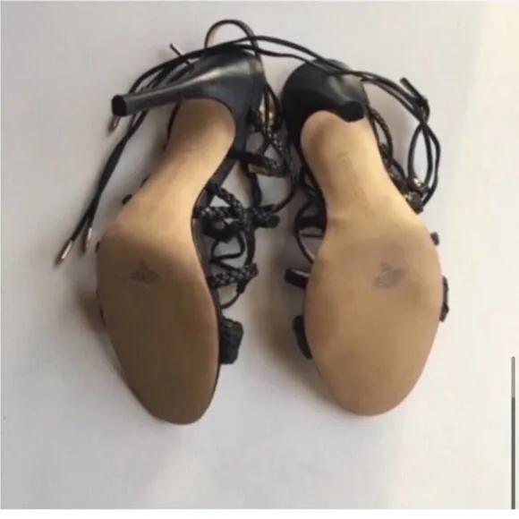 Ivanka Trump Black Leather Sandals Shoes Size 8.5