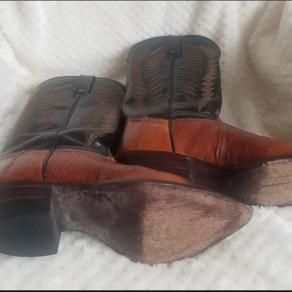 J Chisholm Lizard All Leather Western Cowboy Boots 8.5 M