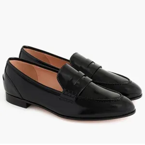 J Crew Academy Black Pointy Toe Penny Loafers Sz 9