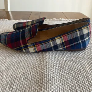 J. Crew Addie Loafer Cotton Plaid Loafers Blue,Red,Yellow, Size 9, Runs Small
