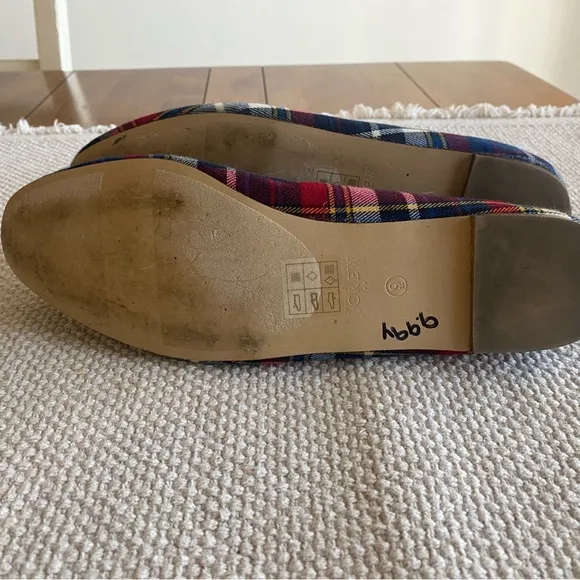 J. Crew Addie Loafer Cotton Plaid Loafers Blue,Red,Yellow, Size 9, Runs Small