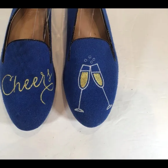 J CREW CHEERS TOAST CHAMPAGNE GLASS FLATS SZ 9