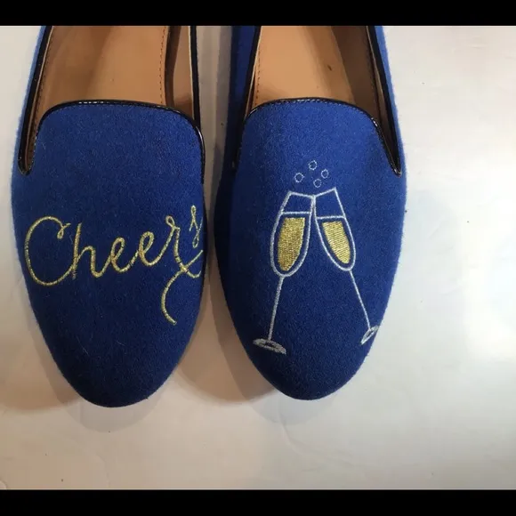 J CREW CHEERS TOAST CHAMPAGNE GLASS FLATS SZ 9