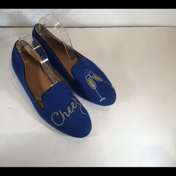 J CREW CHEERS TOAST CHAMPAGNE GLASS FLATS SZ 9