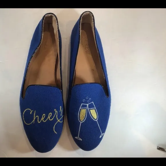 J CREW CHEERS TOAST CHAMPAGNE GLASS FLATS SZ 9