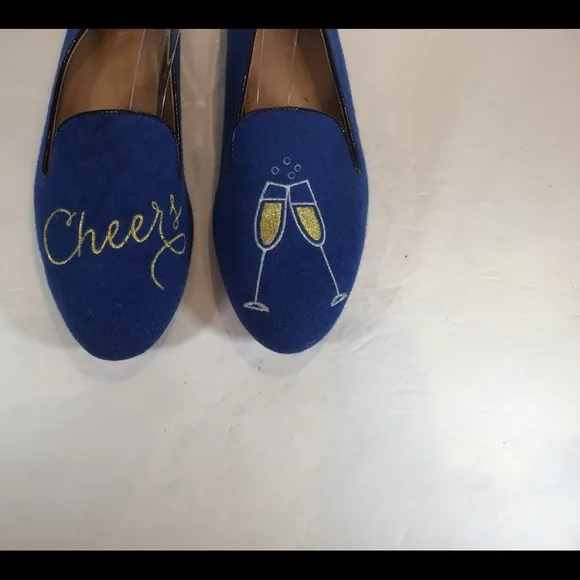 J CREW CHEERS TOAST CHAMPAGNE GLASS FLATS SZ 9