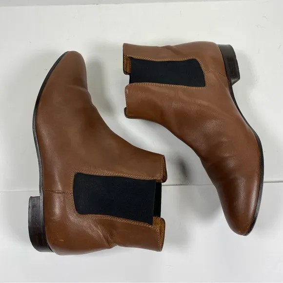 J Crew Cognac Brown Chelsea Pull On Boots Ankle Booties size 8 EO824