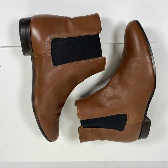 J Crew Cognac Brown Chelsea Pull On Boots Ankle Booties size 8 EO824