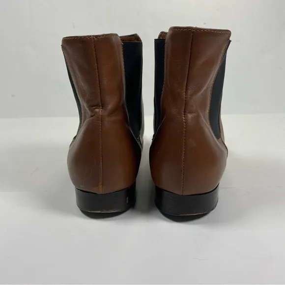 J Crew Cognac Brown Chelsea Pull On Boots Ankle Booties size 8 EO824