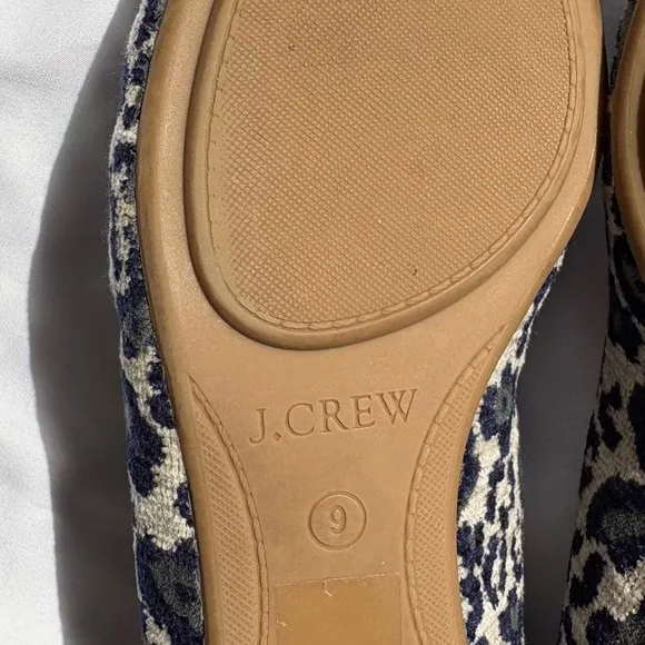 J Crew Georgie Navy Leopard Print Flats Size 9