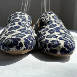 J Crew Georgie Navy Leopard Print Flats Size 9