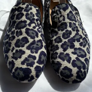 J Crew Georgie Navy Leopard Print Flats Size 9