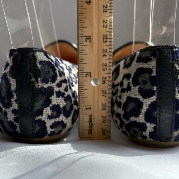 J Crew Georgie Navy Leopard Print Flats Size 9