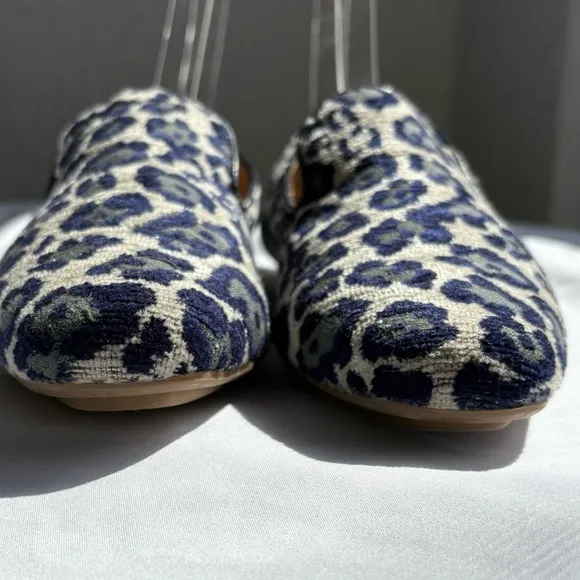J Crew Georgie Navy Leopard Print Flats Size 9
