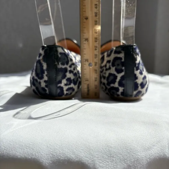 J Crew Georgie Navy Leopard Print Flats Size 9
