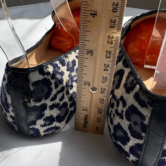 J Crew Georgie Navy Leopard Print Flats Size 9