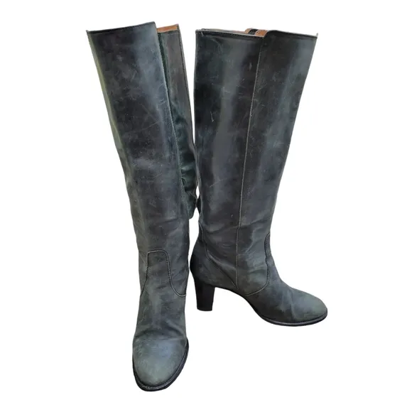 J. Crew Italy 96602 Brown High Heels Leather Knee High Pull On Boots Sz 10