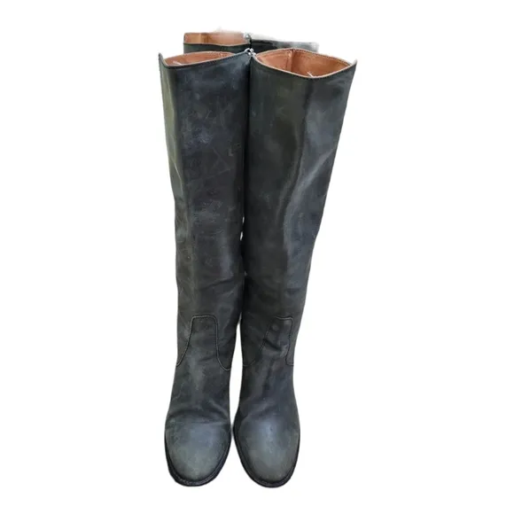 J. Crew Italy 96602 Brown High Heels Leather Knee High Pull On Boots Sz 10