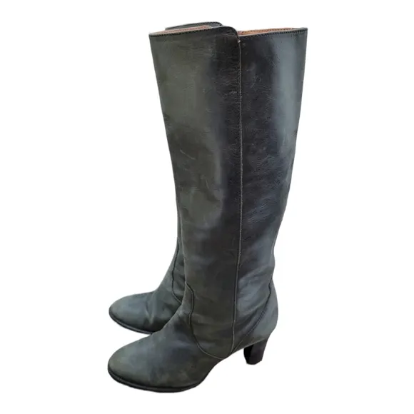 J. Crew Italy 96602 Brown High Heels Leather Knee High Pull On Boots Sz 10