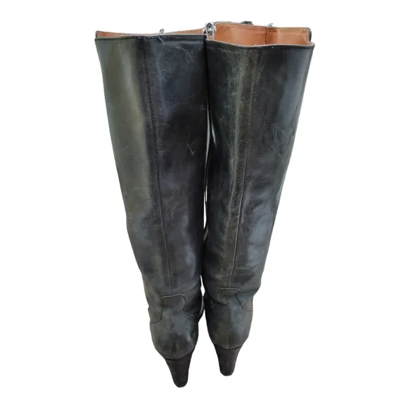 J. Crew Italy 96602 Brown High Heels Leather Knee High Pull On Boots Sz 10