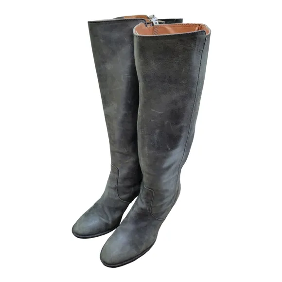 J. Crew Italy 96602 Brown High Heels Leather Knee High Pull On Boots Sz 10