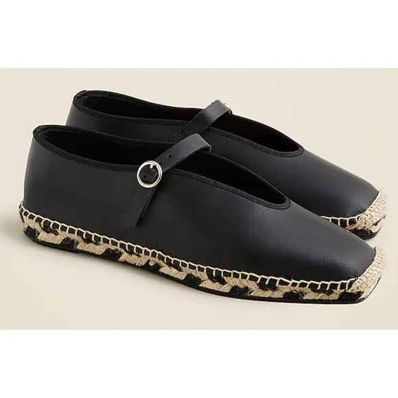 J. Crew Leather Espadrille Mary Jane Flats NWT Sz. 8