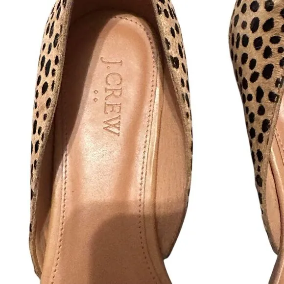 J Crew Leopard Calf Hair D’Orsay Slip on Flats | Size 10