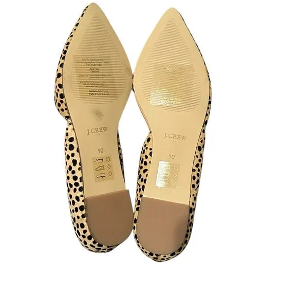 J Crew Leopard Calf Hair D’Orsay Slip on Flats | Size 10
