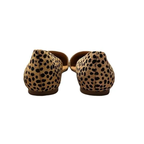 J Crew Leopard Calf Hair D’Orsay Slip on Flats | Size 10