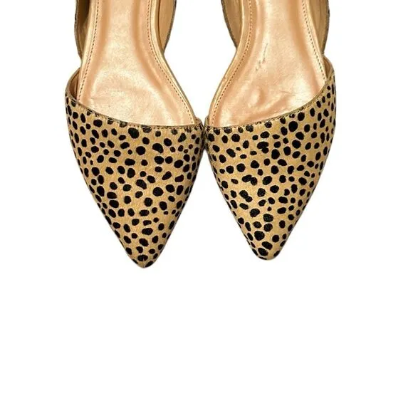 J Crew Leopard Calf Hair D’Orsay Slip on Flats | Size 10