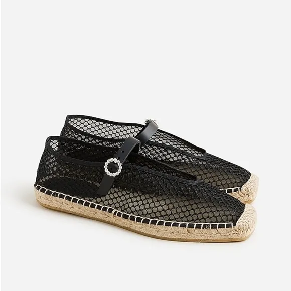 J Crew Made-in-Spain Mary Jane espadrilles in mesh CA014