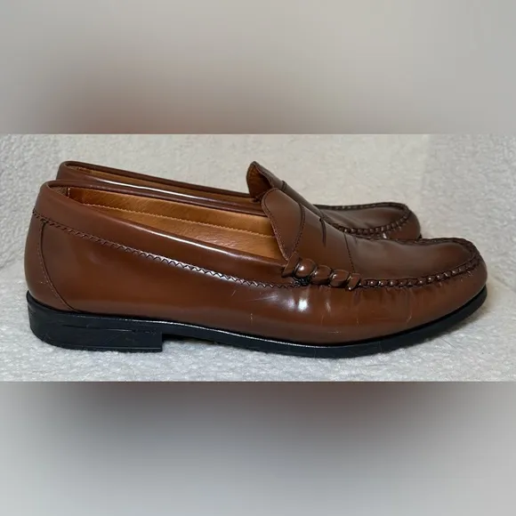 J. Crew men’s brown cognac leather penny loafers Preppy business dresssy 11.5