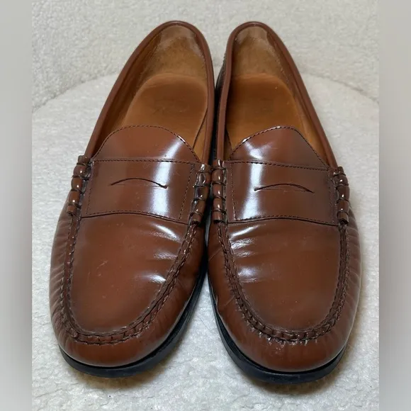 J. Crew men’s brown cognac leather penny loafers Preppy business dresssy 11.5