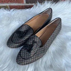 J. Crew Multicolored Black Pattern Tassel Top Pointed Toe Loafers