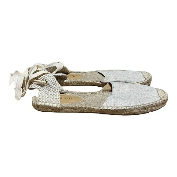 J Crew Shoes WMNS 7.5 D'Orsay Lace-up Espadrilles Beige Gold AX839 Classic Tie