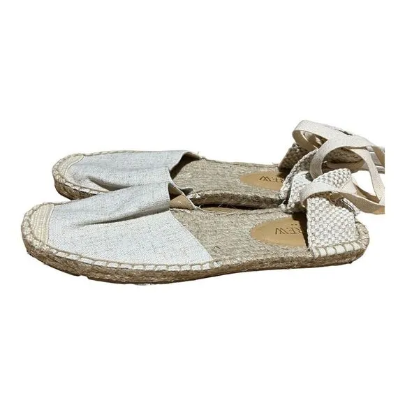 J Crew Shoes WMNS 7.5 D'Orsay Lace-up Espadrilles Beige Gold AX839 Classic Tie