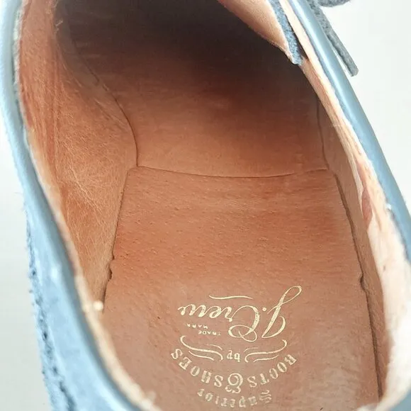 J Crew Suede Loafers Men Size 10 Blue Wing Tips Toe Cap Preppy Academia Workwear