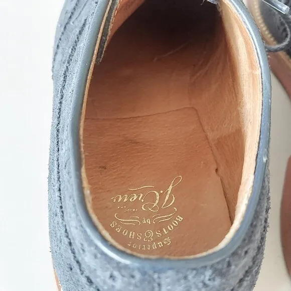 J Crew Suede Loafers Men Size 10 Blue Wing Tips Toe Cap Preppy Academia Workwear