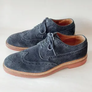 J Crew Suede Loafers Men Size 10 Blue Wing Tips Toe Cap Preppy Academia Workwear