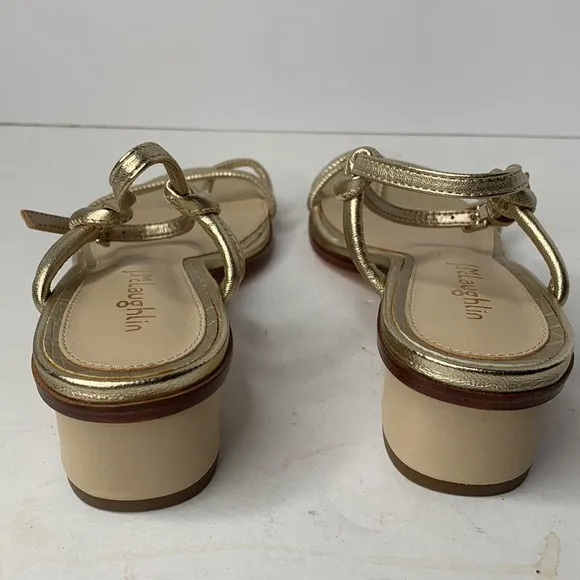 J. McLaughlin Helena metallic gold leather toe ring dress sandals