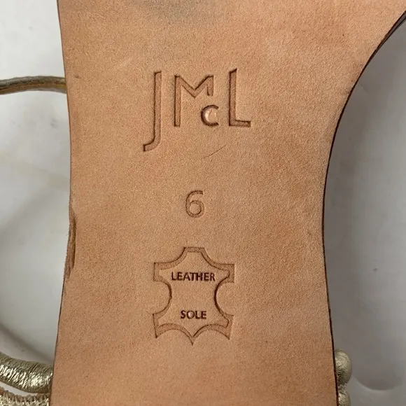 J. McLaughlin Helena metallic gold leather toe ring dress sandals