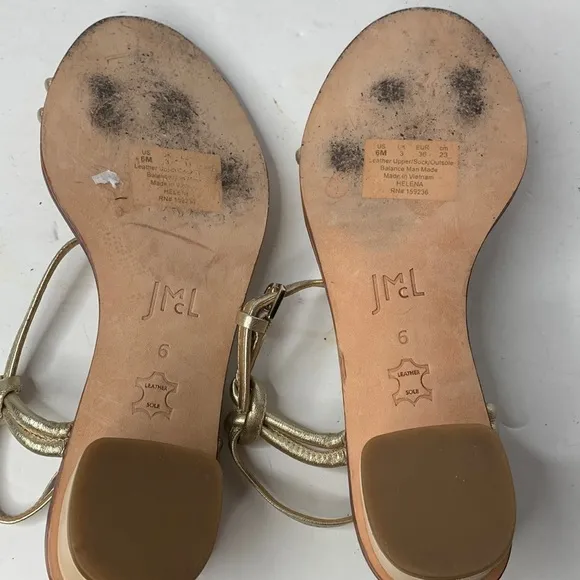 J. McLaughlin Helena metallic gold leather toe ring dress sandals