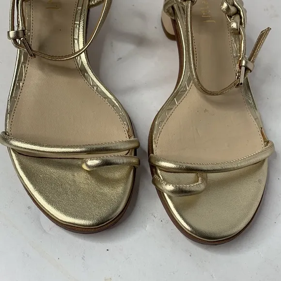 J. McLaughlin Helena metallic gold leather toe ring dress sandals