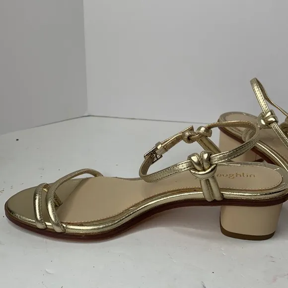 J. McLaughlin Helena metallic gold leather toe ring dress sandals