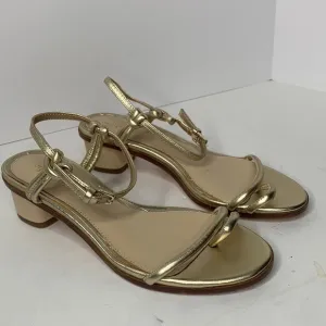 J. McLaughlin Helena metallic gold leather toe ring dress sandals