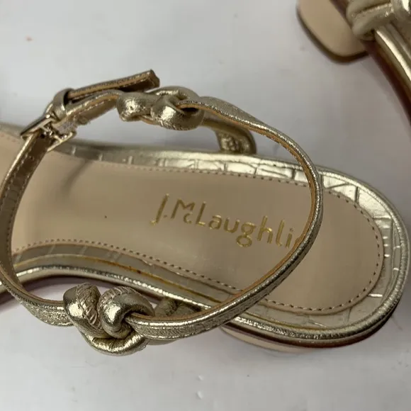 J. McLaughlin Helena metallic gold leather toe ring dress sandals